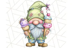 Ice Cream Gnome Clipart PNG Summer Dessert Art, Summer Gnome Product Image 2