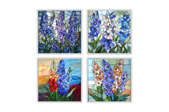 Stained Glass Delphinium Flower Digital Paper Product Image 2