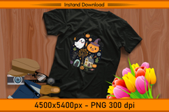 Cute Ghost &amp; Pumpkin Halloween Scene Sublimation PNG Product Image 2