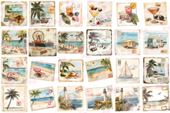1920s Summer Postcard Clipart Set of 40 Png Product Image 2