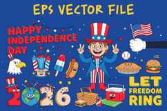 Independence Day Cartoon Clipart Set Product Image 1