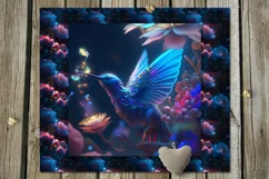 Hummingbird & flowers | Sublimation skinny tumbler designs Product Image 2