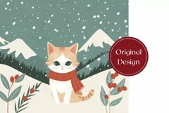Christmas Tumbler Wrap Design, Cute Cat Tumbler Sublimation Product Image 2