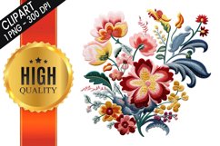Embroidery Jacobean flowers Sublimation Clipart Bundle Product Image 3