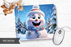 Snowman with Smiling Face and Snowy Branches Mouse Pad PNG Product Image 1