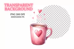 11 Coffee mugs in Valentine Watercolor Clipart Product Image 2