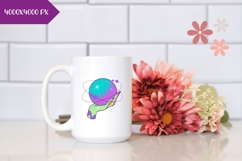 Hand Drawn Cosmic Illustration, Neon Planet PNG Product Image 2