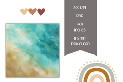 Watercolor Blue Square Coasters, Glitter Square Coaster PNG Product Image 2