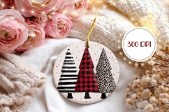 Rustic Christmas Ornament Print, Winter Round Ornament Product Image 2