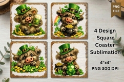 Coaster Square and Round Sublimation PNG Highland Cow Product Image 2