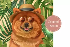 Tropical Tumbler Wrap, Chow Chow Dog Tumbler Sublimation PNG Product Image 2