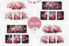 Pink Roses Mug Designs, Flowers Mug Sublimation Designs Product Image 2