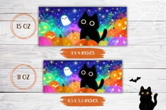 Halloween Black Cat Mug Design, Kawaii Cat Coffee Mug Wrap Product Image 2