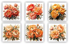 10 Orange Peonies Clipart PNG Product Image 2