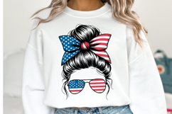 USA Messy Bun Svg Design | Svg Cut Files | Shirt Svg Product Image 1
