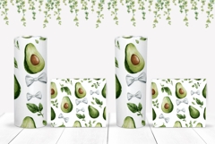Watercolor Avocado Tumbler Wrap, Bows Tumbler Sublimation Product Image 2