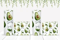 Watercolor Avocado Tumbler Wrap, Bows Tumbler Sublimation Product Image 2