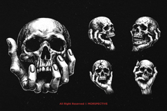 10 Bundle Dark Art Skull Head Holding with Hand Bone Product Image 3