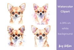 Cute Watercolor Chihuahua Clipart 4 JPG Product Image 1