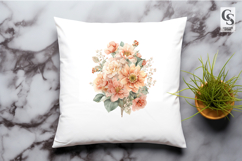 Peach Watercolor Flowers Clipart Sublimation PNG Product Image 2