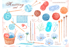 Knitting watercolor set. Crochet. Materials and tools. Product Image 2