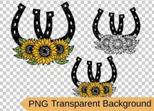 Two Horseshoes SVG cut file, horseshoe sunflowers cricut cut Product Image 2