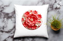 Red Floral Paper Art Flower Clipart Sublimation PNG Product Image 3