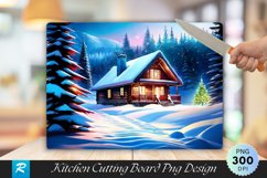 Cozy Winter Cabin Forest Cutting Board PNG Design Product Image 1