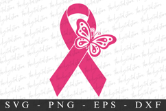 PInk Ribbon ButterFuly PNG | Breast Cancer Awareness Png Product Image 1