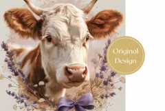 Summer Cow Tumbler Wrap Design, Wild Flowers Tumbler PNG Product Image 2