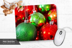 Glittering Red And Green Baubles Mouse Pad PNG Design Product Image 1