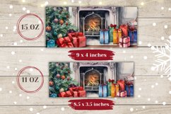Watercolor Christmas Mug Wrap, Christmas Coffee Cup Design Product Image 2