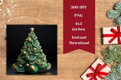 Christmas Tree 3D Coaster, Christmas Tree Sublimation Design Product Image 2