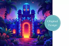 Neon Tropical Tumbler Wrap Design, Jungle Tumbler Template Product Image 2