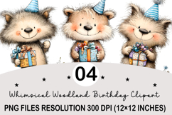 Whimsical Birthday Clipart Birthday animals Png Product Image 1