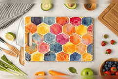 Watercolor Honeycomb Cutting Boards sublimation Designs Product Image 2