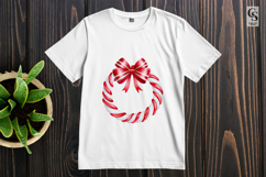 Red White Candy Bow Wreath Clipart Sublimation PNG Product Image 2