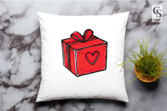 Hand Drawn Heart Gift Box Clipart Sublimation PNG Product Image 3