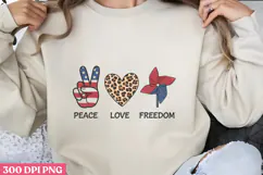 PEACE LOVE FREEDOM PNG, Memorial Day Sublimation PNG Product Image 1