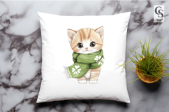 Cute Kitten Shamrock Scarf Clipart Sublimation PNG Product Image 2