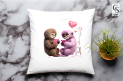 Cute Love Sloth Couple Clipart Sublimation PNG Product Image 2