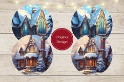 Christmas Car Coaster, Christmas House Sublimation Design Product Image 2