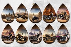 Steampunk Motorcycle | Teardrop earring sublimation designs Product Image 2