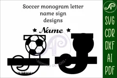 Football or Soccer Capital Monogram Letter J SVG Product Image 2