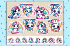 Cute Unicorn. Print & Cut Stickers PNG Product Image 2