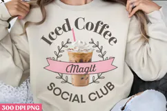 Iced Coffee Social Club PNG, Coquette Bow Positive Funny Sub Product Image 1