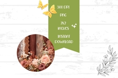 Boho Flowers Round Earrings, Wedding Round Earrings PNG Product Image 2