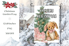 Watercolor Christmas Bunny Garden Flag Sublimation Product Image 1
