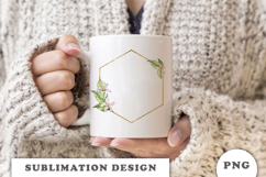 Watercolor Lemons Leaves and Flowers Gold Frame png Product Image 2