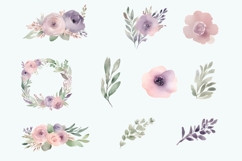 Watercolor Purple Flower Clipart, Decorative Floral Ornament Product Image 2